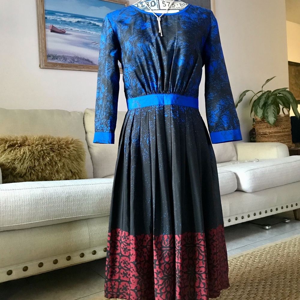 NU dress blue, black  and burgundy Small